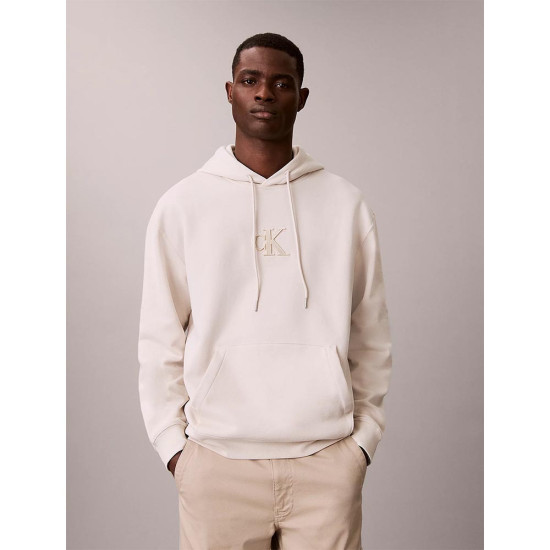 Calvin Klein Ανδρικό φούτερ Fleece Monogram Logo Patch Relaxed Hoodie